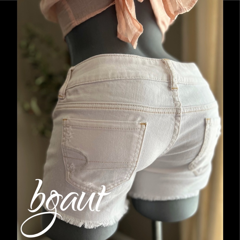 American Eagle White Denim Stretch Shorts 0